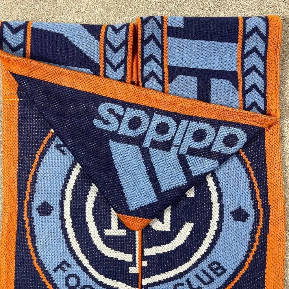 Adidas Unisex OSFA Blue‎ Orange Winter Fringe New York City FC MLS Scarf NWT